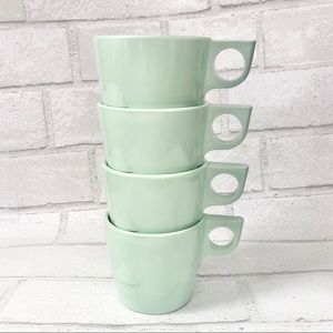 Vintage Dallas Ware mint green coffee cups